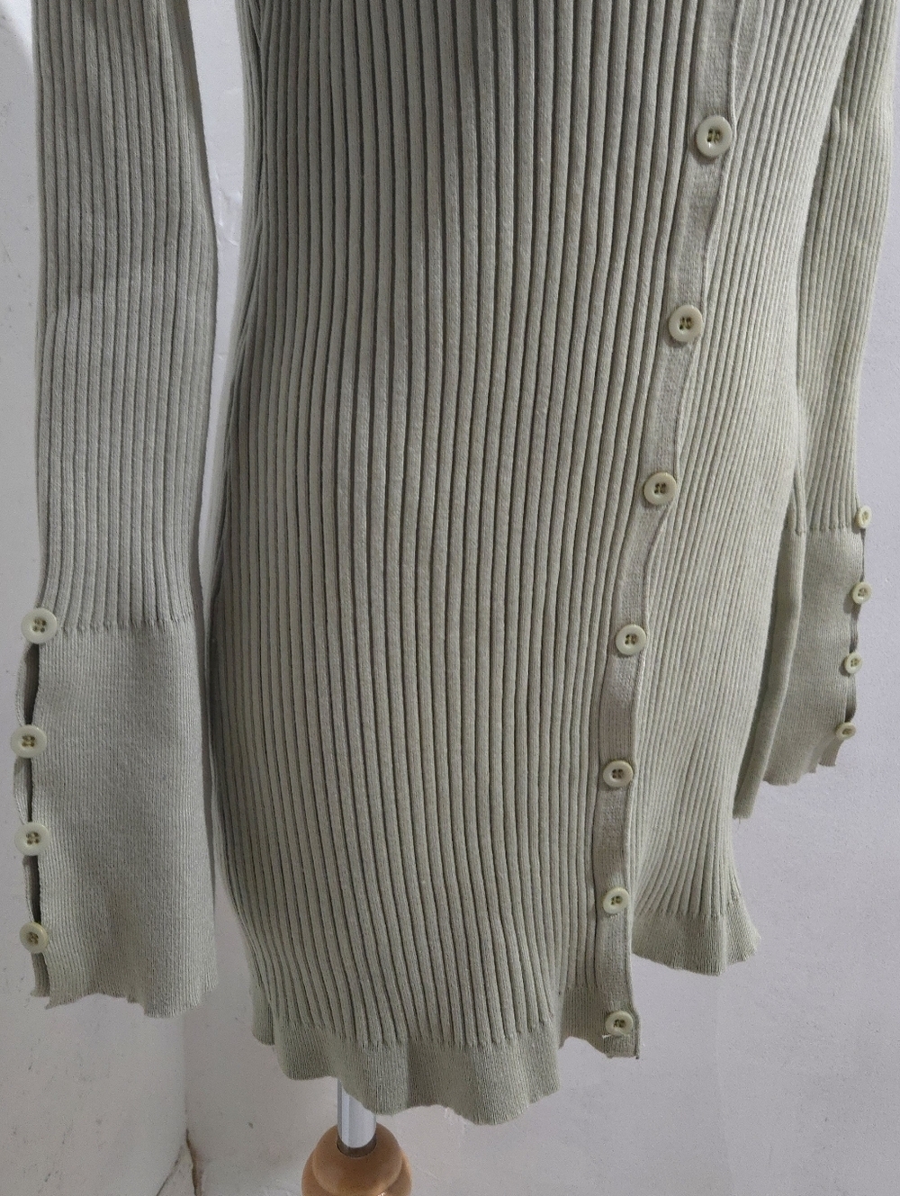 Cider | Ribbed V-Neck Cardigan Mini Dress Sage Green - Picture 3 of 7
